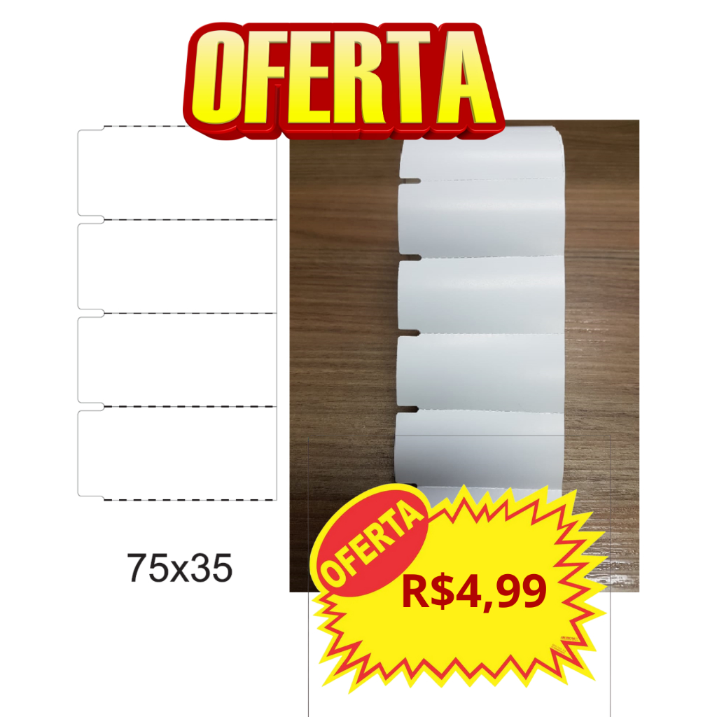 Etiqueta Gondola 75x35 Mm Couchê Não Adesiva Branca