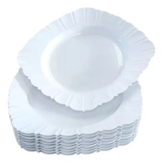 Prato de Sobremesa Quadrado Plástico Reutilizável 18x18 cm – Branco ideal para servir bolos e pudim em Oferta na Shopee