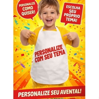 Avental personalizado com seu tema escolar plastificado volta as aulas em Oferta na Shopee