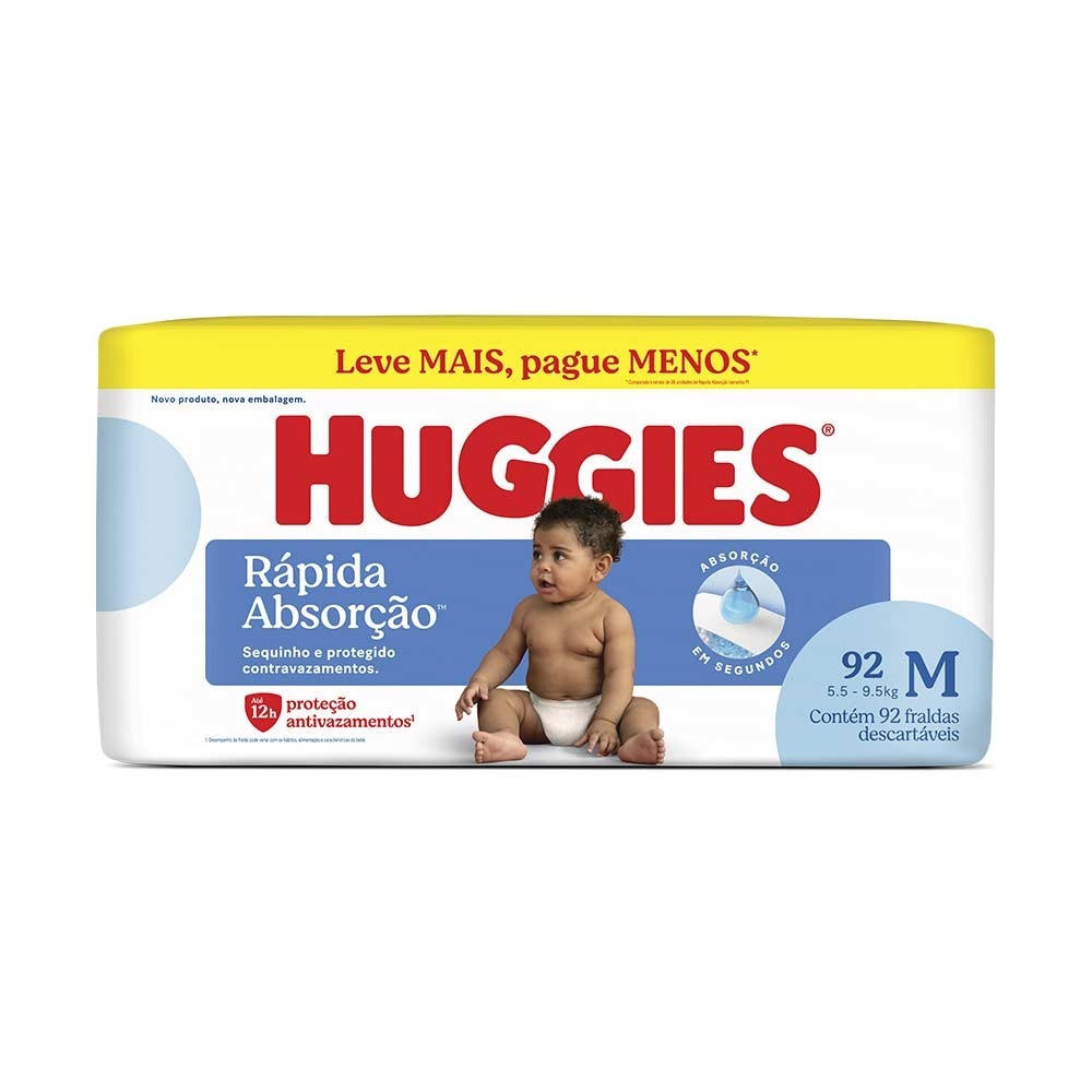 Fralda Infantil Huggies Tripla Proteção M Com 92 Unidades em Oferta na Shopee