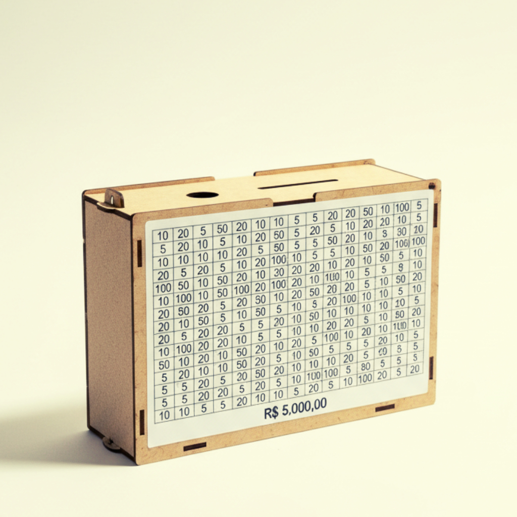 Cofre Desafio Financeiro 5.000 / 10.000 / 20.000 – Caixa de Poupança em MDF Método Japonês em Oferta na Shopee