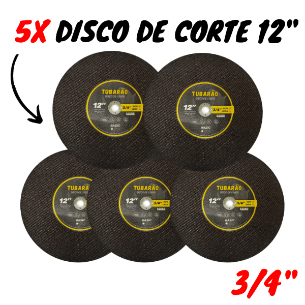 5x Disco De Corte 12 Polegadas X 3/4'' Policorte Tubarao
