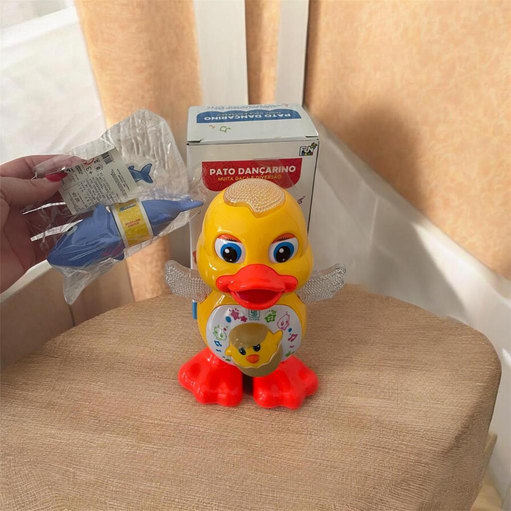Kit Pato Patinho Dançante Com Luz E Som + Tubo Estica Iluminado Brinquedo Infantil (PROMOÇÃO)
