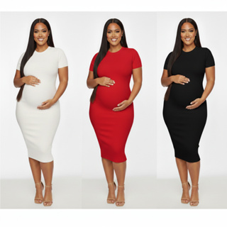 Vestido Manga Gestante Grávida Maternidade Canelado Confortavel Fenda Longo Evangélico Casual Moderno em Oferta na Shopee
