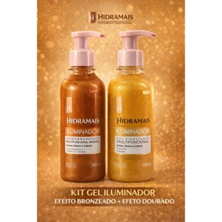 Kit Gel Iluminador Hidramais  | Bronzeado + Dourado Corpo Rosto e Cabelo em Oferta na Shopee