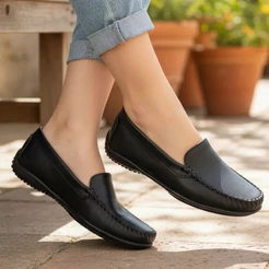 Mocassim Ketter Boots Feminino Couro Conforto Casual Sapato Preto