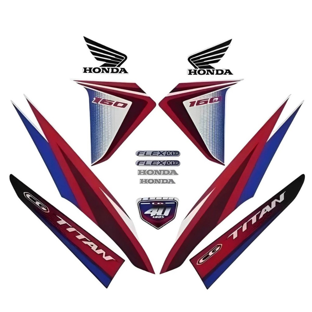kit de Faixa de Adesivo da Titan 160 2017 Vermelho e Branco 40 anos de Aniversário em Oferta na Shopee