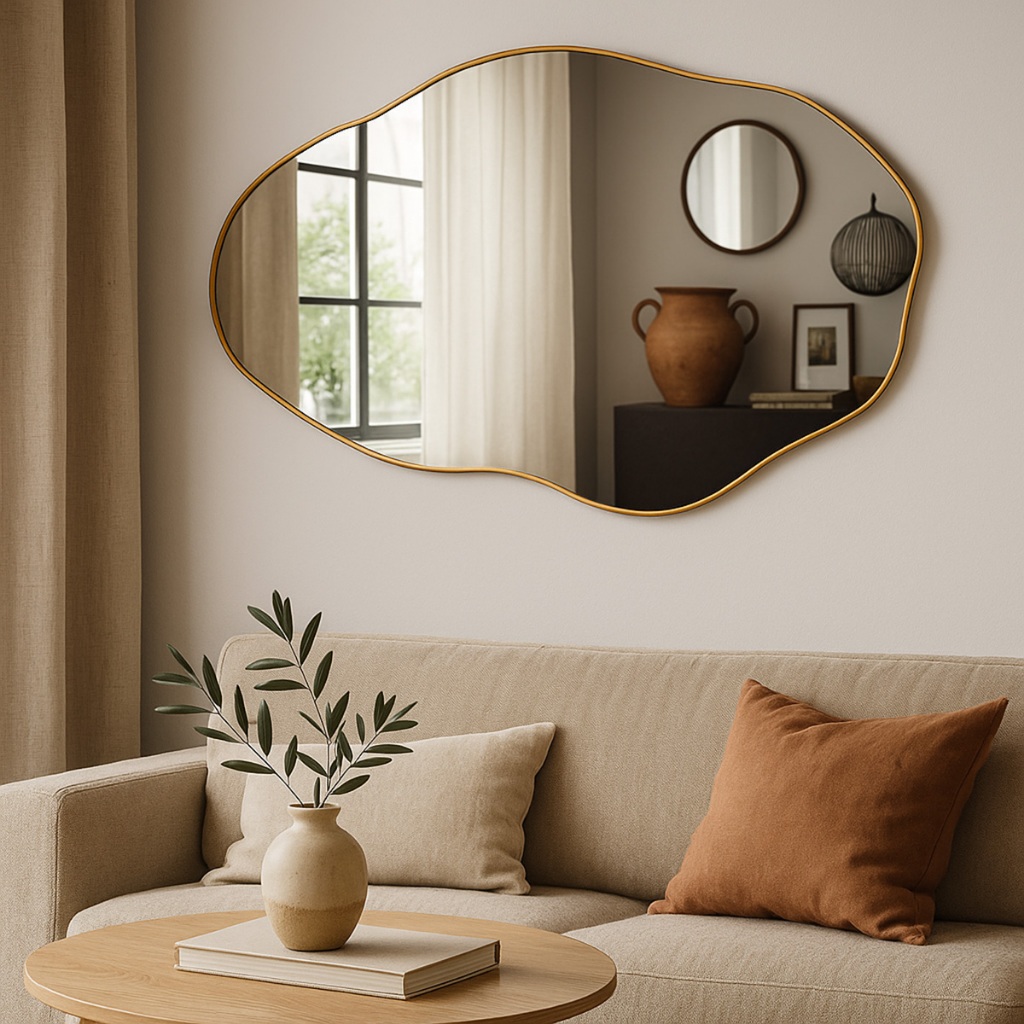 Espelho Organico  Pedra 50X80 cm Sofisticação e Modernidade Sala Quarto em Oferta na Shopee