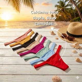 KIT 3 CALCINHAS BIQUÍNI FRENTE DUPLA DE POLIAMIDA LIGHT em Oferta na Shopee