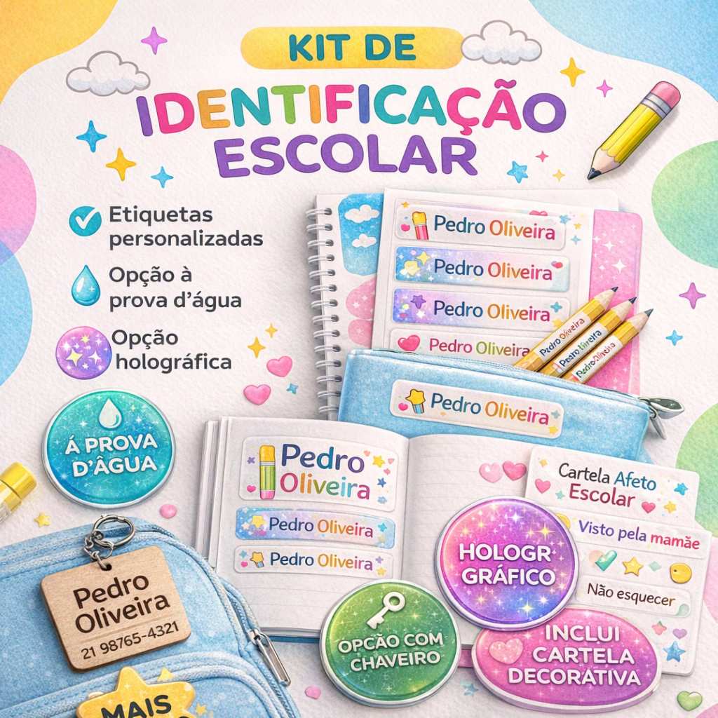 140 Etiquetas Escolares Personalizadas 4x1cm - Adesivo Nome e Série - Kit Identificação Minimalista (Volta às Aulas) em Oferta na Shopee