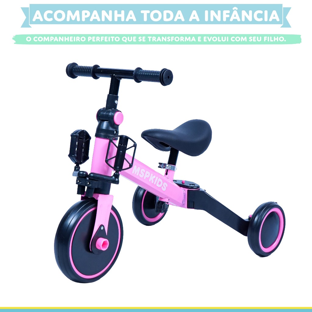 Triciclo 5 em 1 Vira Bicicleta de Equilibrio Seguro Bebe Infantil — imagem 2 de 2