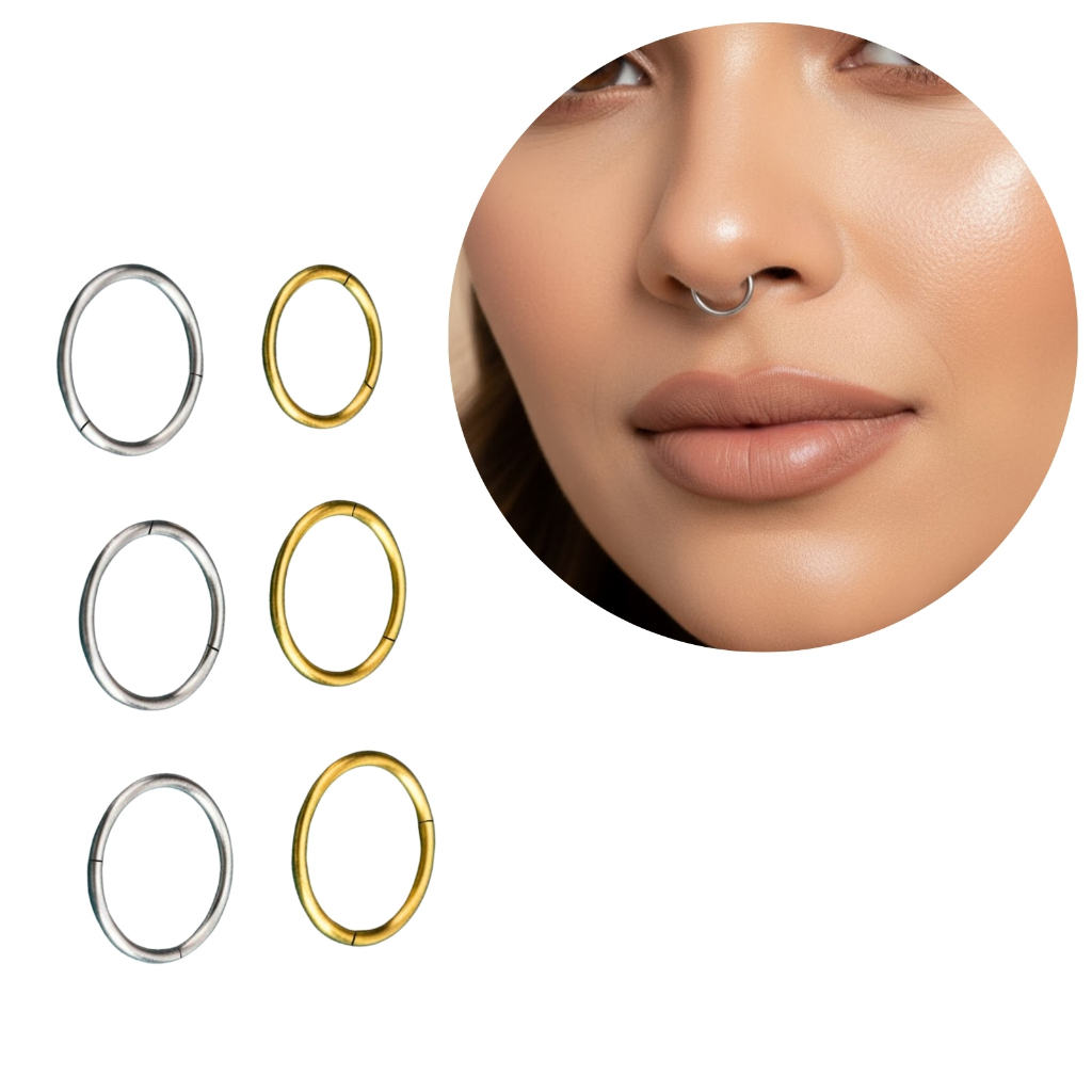 Piercing Argola Lisa de Nariz Minimalista Aço Cirúrgico Delicado Anti Alérgico Septo Rook Conch (Vários Tamanhos)