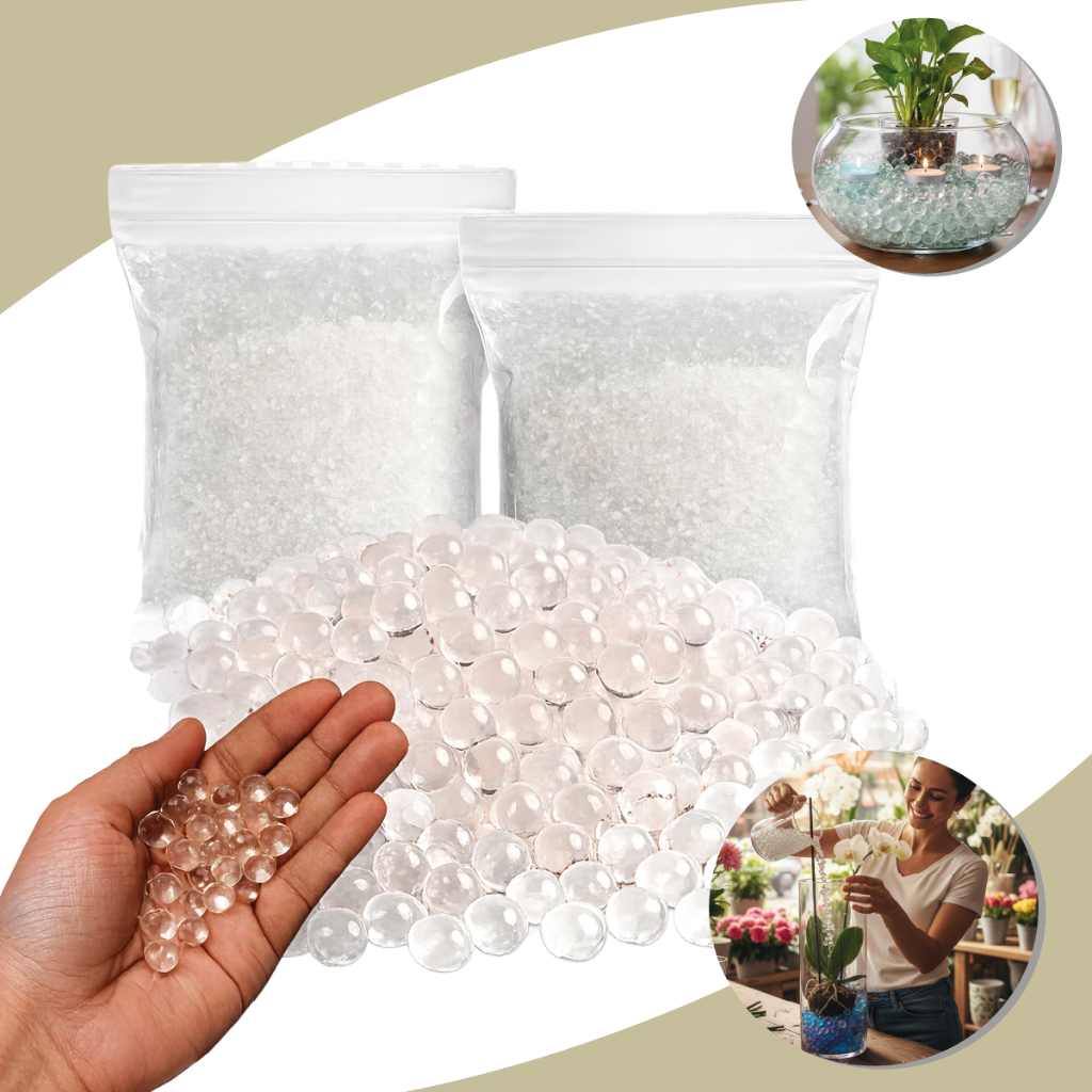 Kit 6000 Bolinhas Orbis De Gel Cresce Na Água Incolor Transparente Decoração Vasos de Plantas