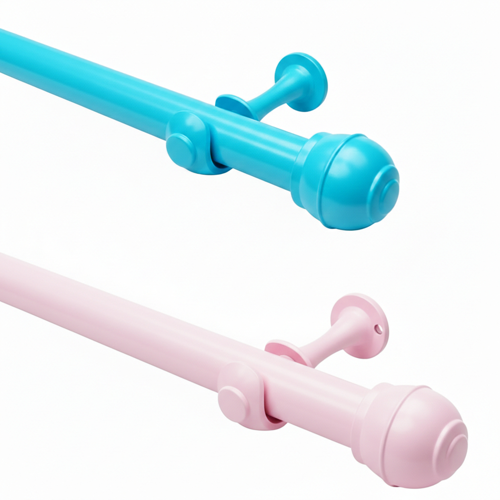 Kit Varão de Cortina 2.00 mts Azul e Rosa Bebê em Oferta na Shopee