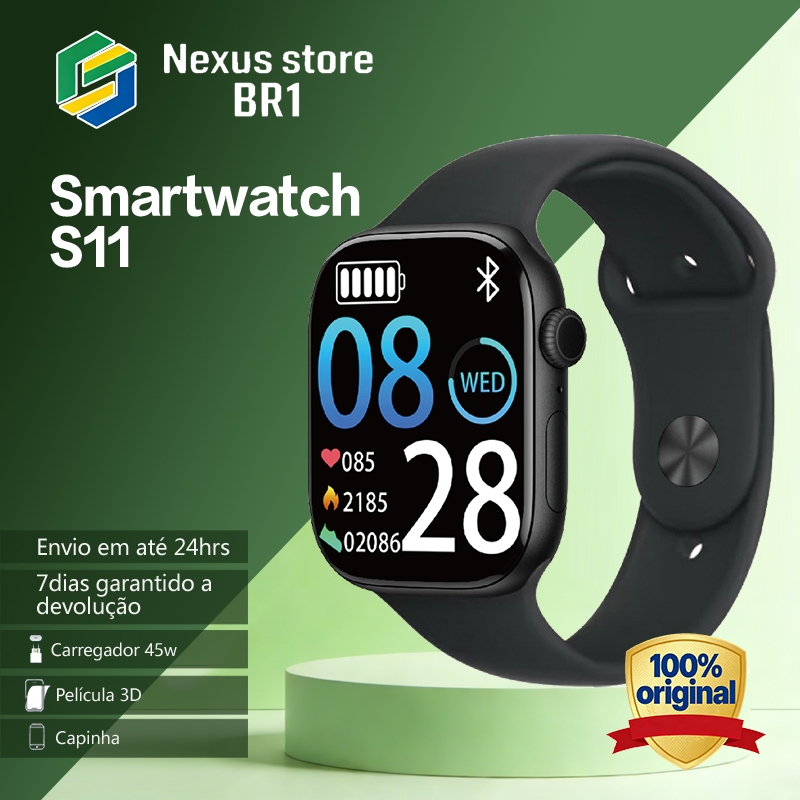 Smartwatch S11 Monitoramento de saúde durante todo o tempo Proteção IP68 Chamadas Bluetooth