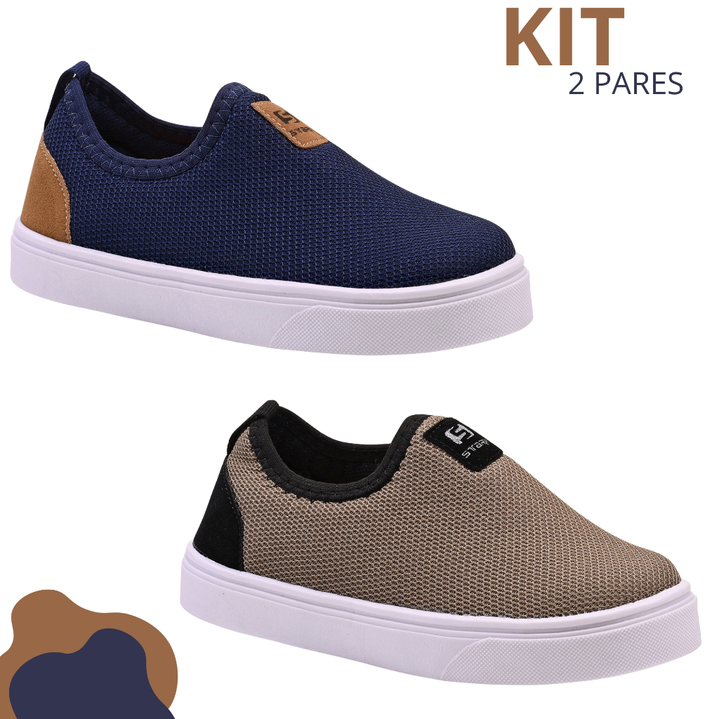 Kit Tênis Infantil Menino Menina Calce Fácil Confortável em Oferta na Shopee