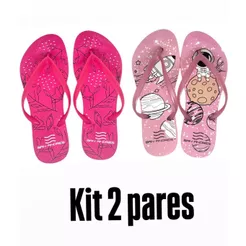 Kit 2 Pares Chinelos Feminino Slim San Andres Confortável Antiderrapante