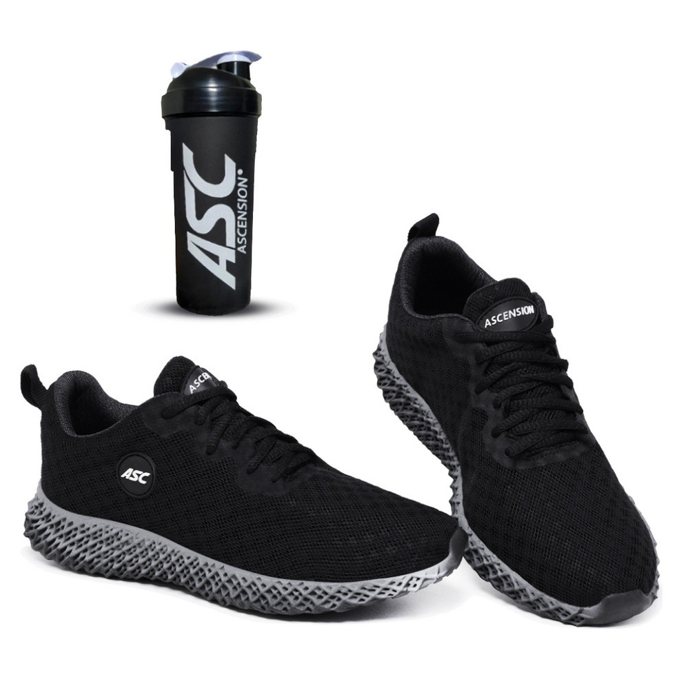 Tênis Esportivo Ortopédico Ultra Resistente e Leve Masculino Com Coqueteleira Shaker 600ml