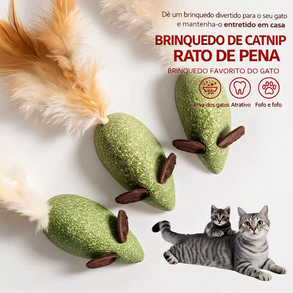 Kit de 2/4/6 Brinquedo para Gatos em Formato de Rato com Catnip, Matatabi e Penas, Antiestresse em Oferta na Shopee