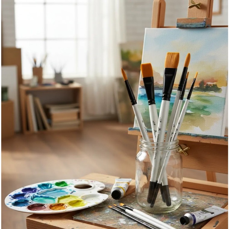 Kit 6 Pincel Profissional  Pintura Aquarela oleo acrilica  Desenhado Arte