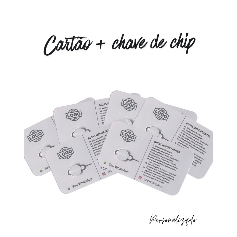Cartão de Chave Chip + Dicas Importantes | 100 unidades | Personalizado com Sua Logo
