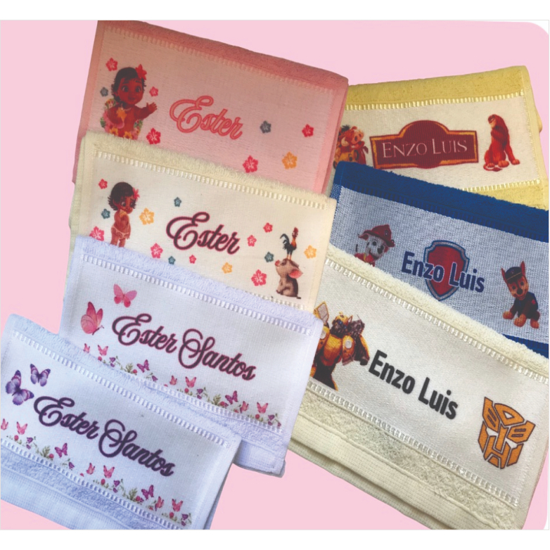 KIT 3 UNID Toalhinhas De Mão Personalizada com nome Lavabinho ESCOLAR/CRECHE/FAZEMOS QUALQUER TEMA em Oferta na Shopee