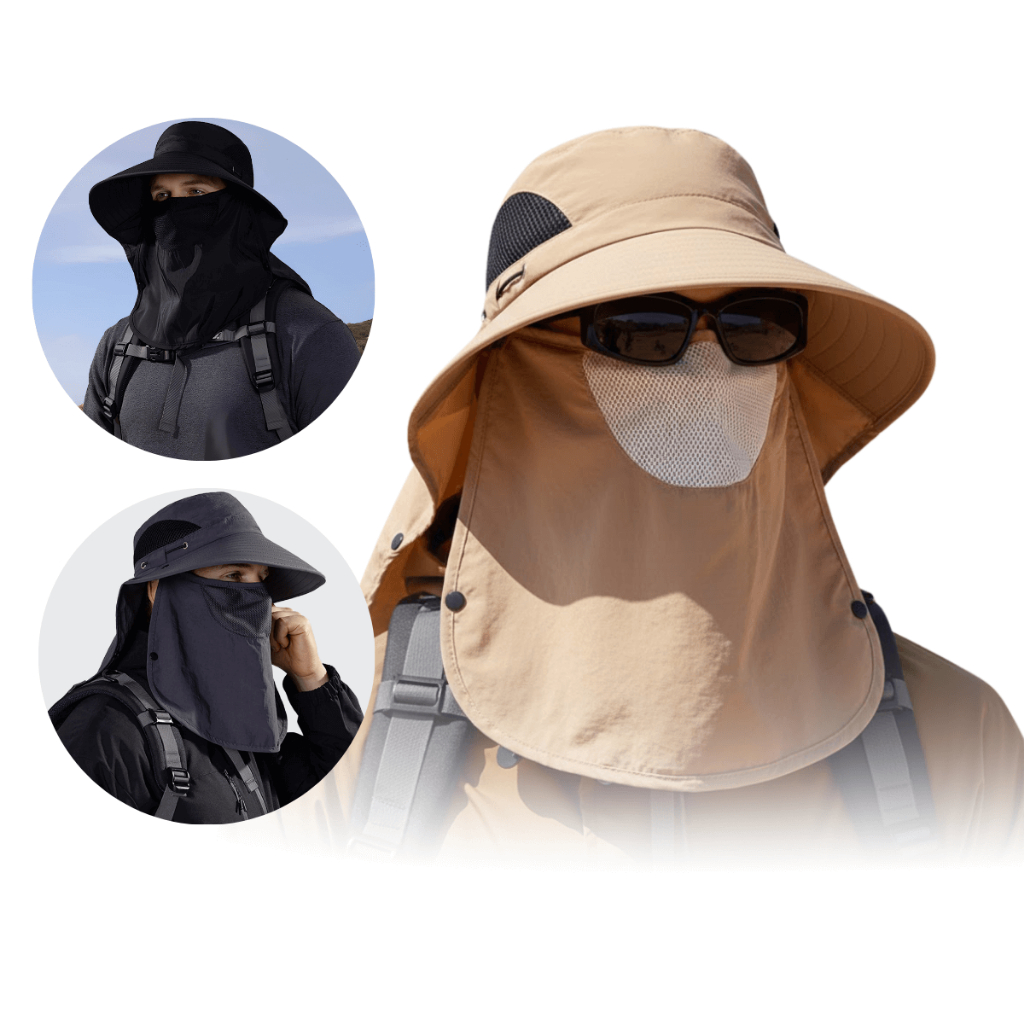 Chapéu Pescador Com proteção de rosto Aba Grande Proteção solar Canavieiro Pescoço Mosquitos Inseto em Oferta na Shopee