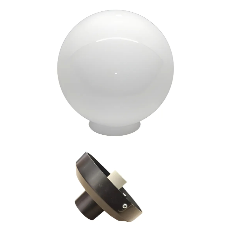 Globo 15x30 Acrílico Leitoso Com Base Preta Para Poste de Jardim