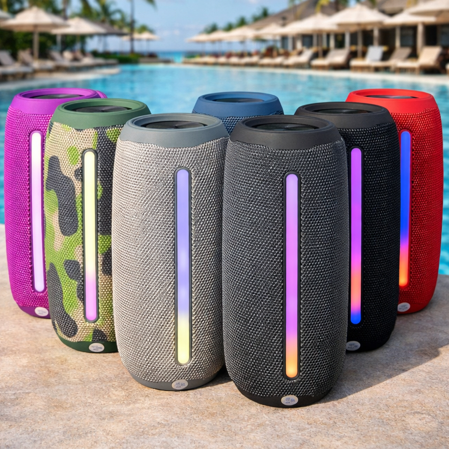 Caixa de Som Portátil Bluetooth com LED / Rádio FM, conexão USB e SD / HY- 663