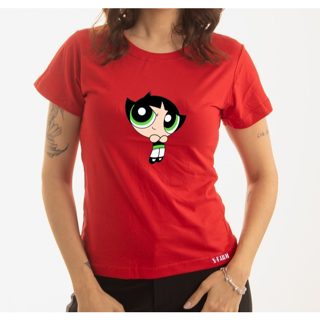 Camiseta T Shirt Feminina 100% Algodão Estampa Docinho Das Meninas Super Poderosas Super Confortavél