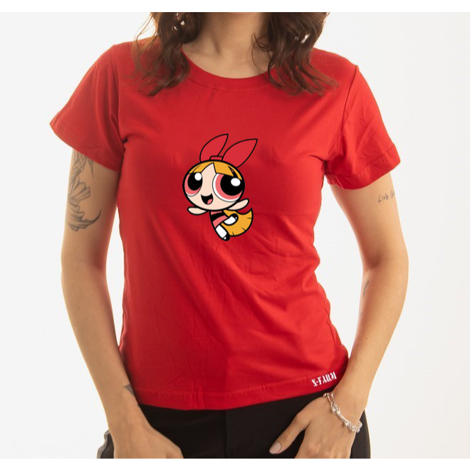 Camiseta T Shirt Feminina 100% Algodão Estampa Florzinha Das Meninas Super Poderosas Super Confortavél