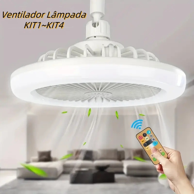 Imagem Ventilador Lâmpada De Teto Ajustável Luz 30W Led Baixo Ruído Controle Remoto Incluído