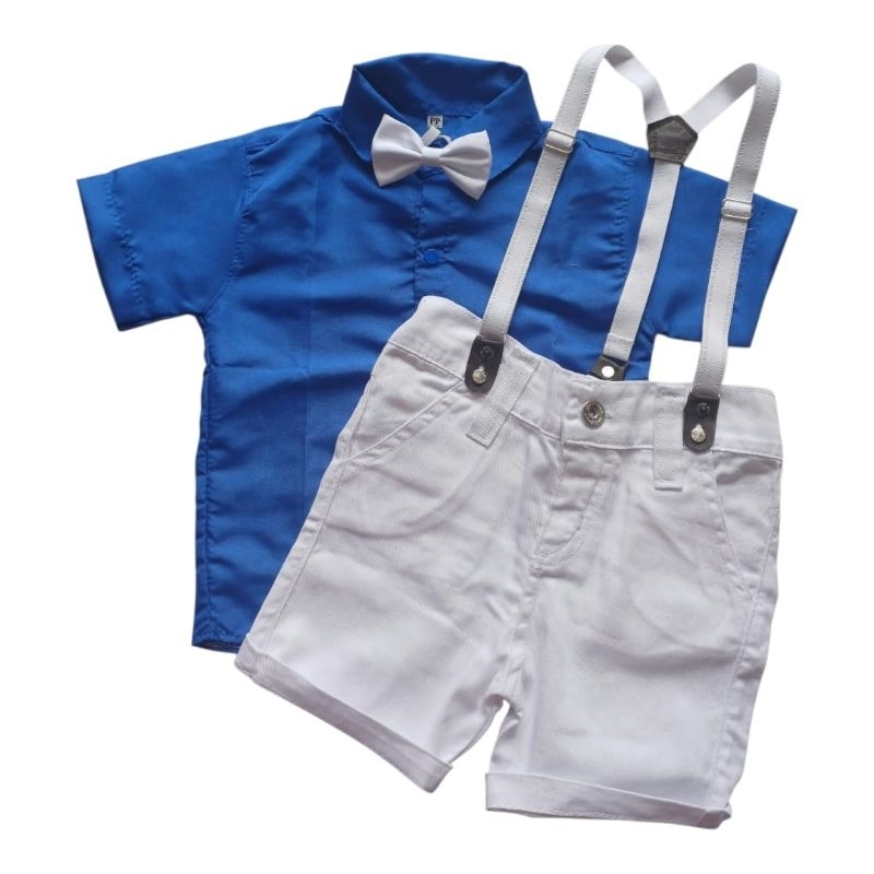 Conjunto infantil Social Menino Casamento Formatura Batizado Camisa Suspensório