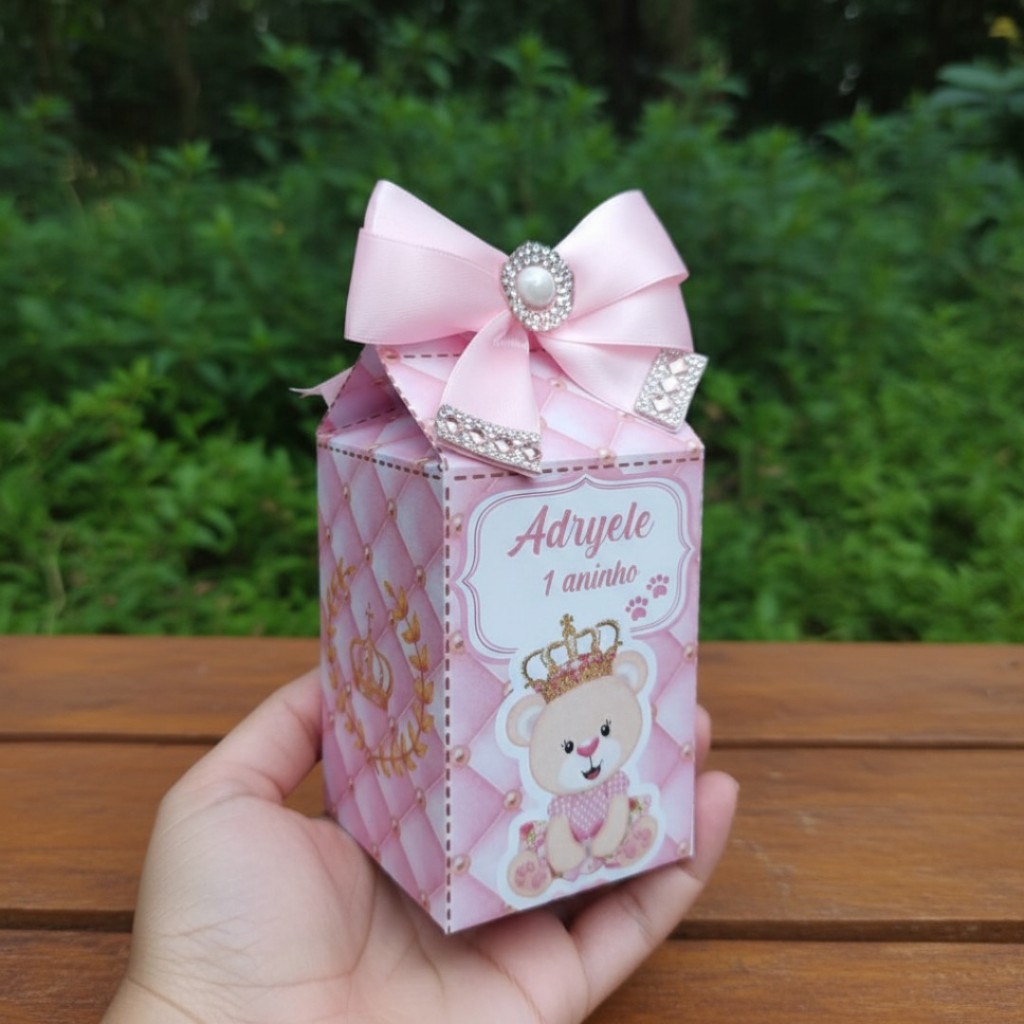 20 Caixinhas Milk Personalizada - Lembrancinha de Festa (Ursinha Princesa) em Oferta na Shopee