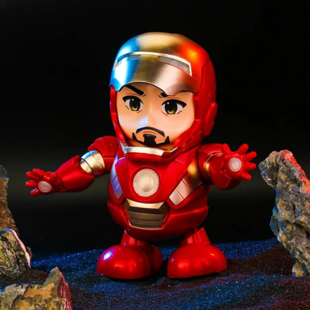 Boneco Dance Herói Tipo Homem de Ferro Com Som Luz Movimento Brinquedo para crianças Verão