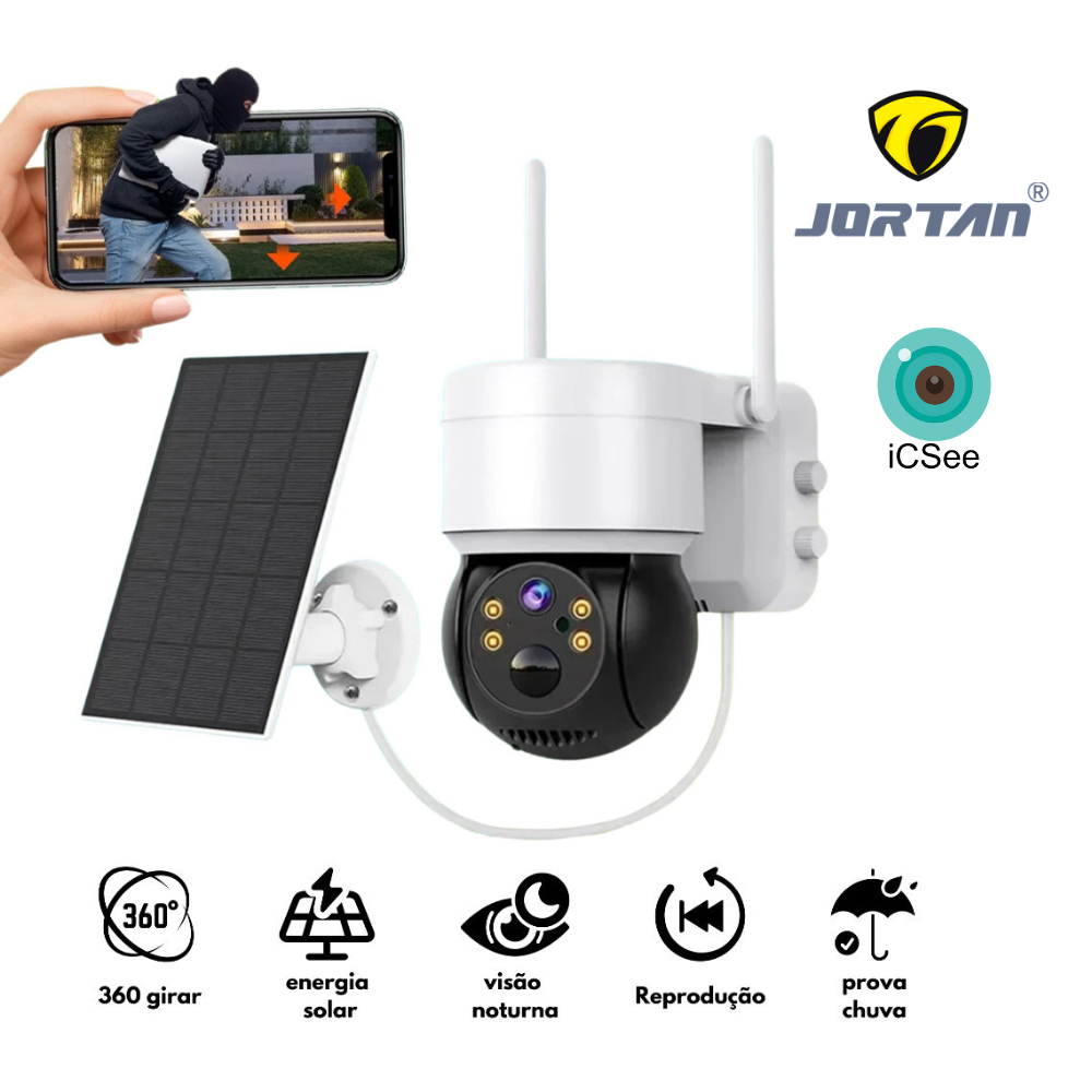 Câmera HD WiFi PTZ Solar Sem Fio Externa Bateria Embutida em Oferta na Shopee