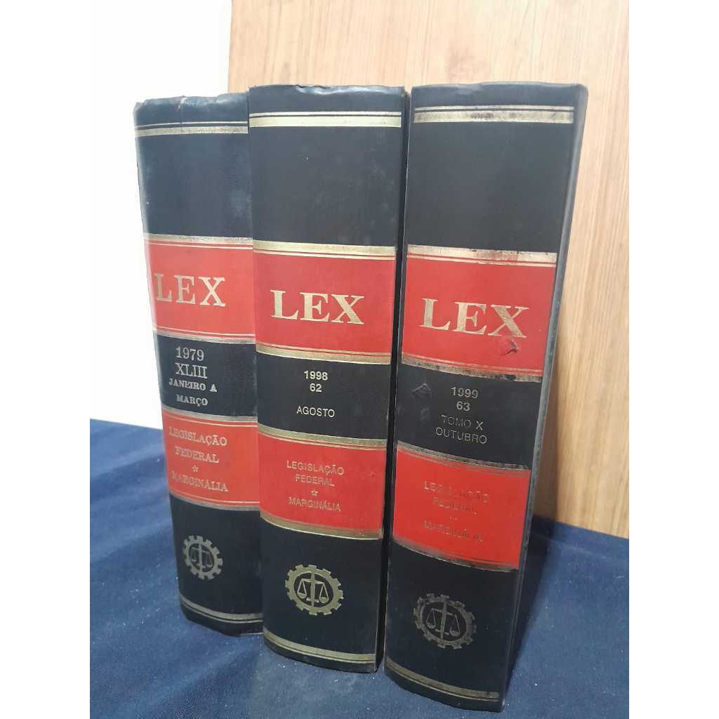 LOTE COM 3 LIVROS LEX CAPAS DURAS PARA DECORAÇÃO DE ESCRITÓRIOS OU CONSULTA / LIVROS GROSSOS / 23 X 16 CM / CAPAS DURAS