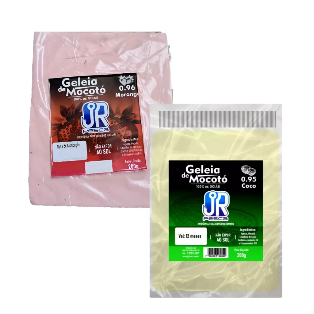 Kit Isca Artificial Jr Pesca Geleia Mocotó Coco + Morango 400g em Oferta na Shopee