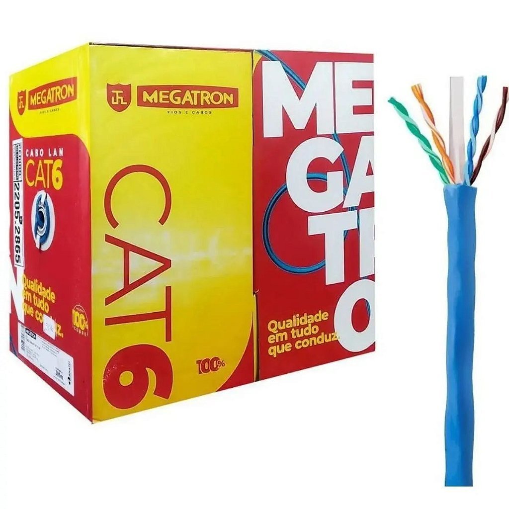 CABO DE REDE CAT6 50 METROS AZUL 4 PARES 100% COBRE ANATEL PARA INSTALACAO