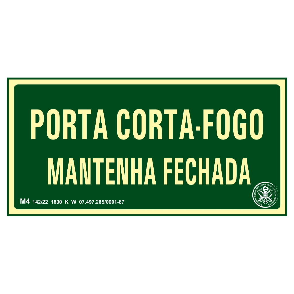 Placa de Sinalização Fotoluminescente Porta Corta Fogo M4