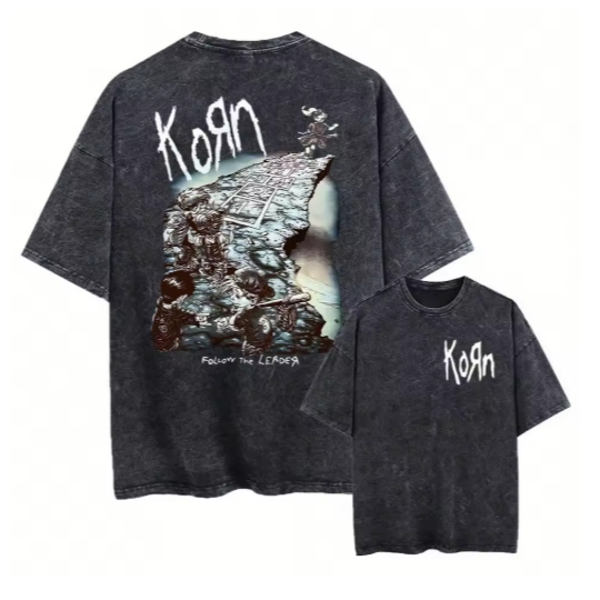Camiseta Unissex Algodão Estampa Rock Pesado Moderna Inspirada no Visual Korn
