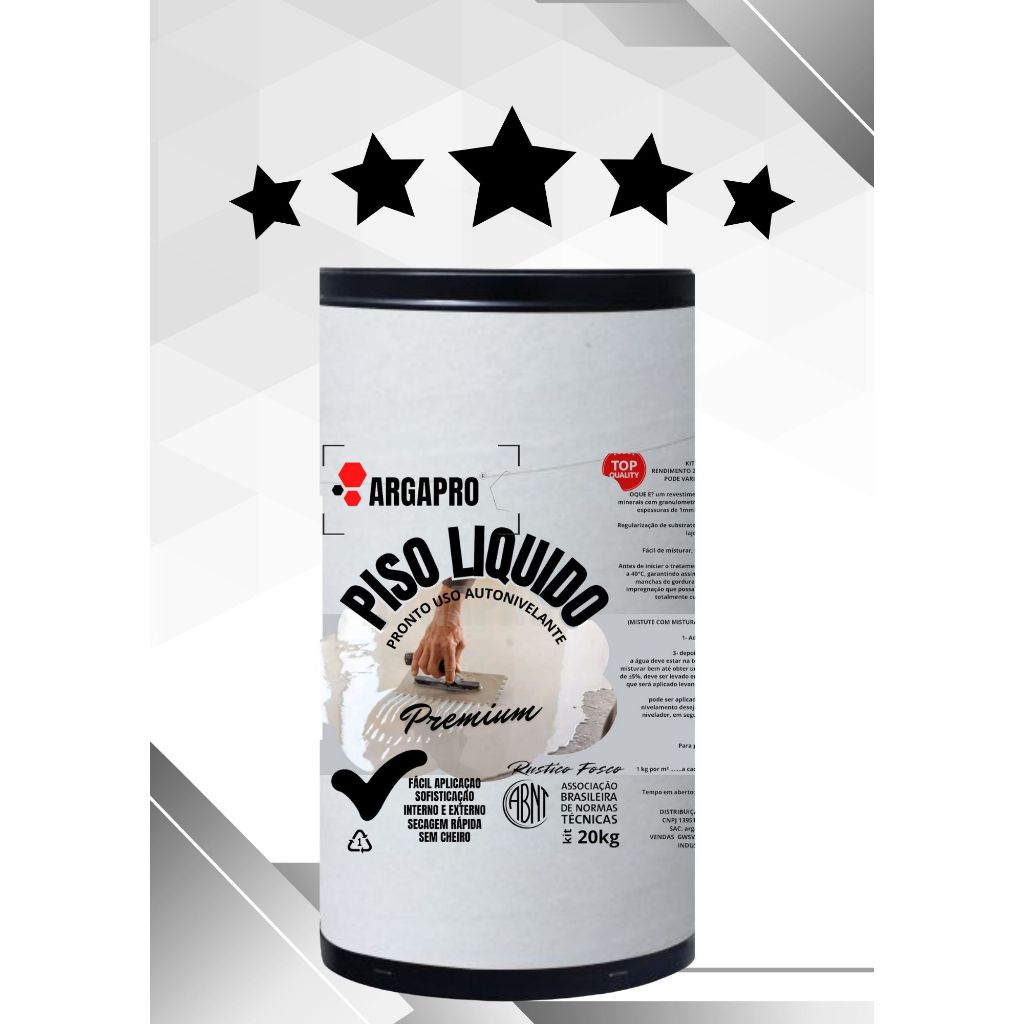 Piso autonivelante PISO LIQUIDO ARGAPRO (cores) kit 20kg +resina