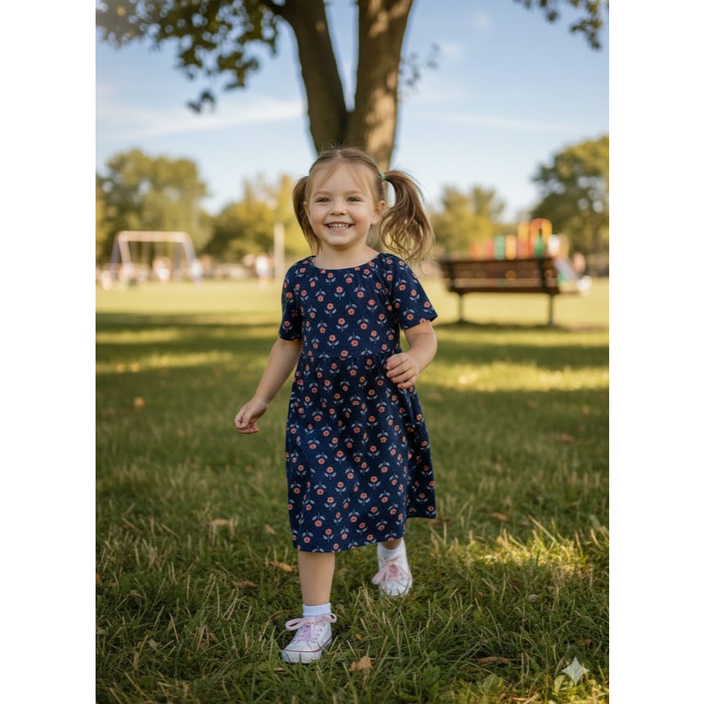 Vestido Alakazoo Infantil Menina com Mangas Curtas Florido - 19376