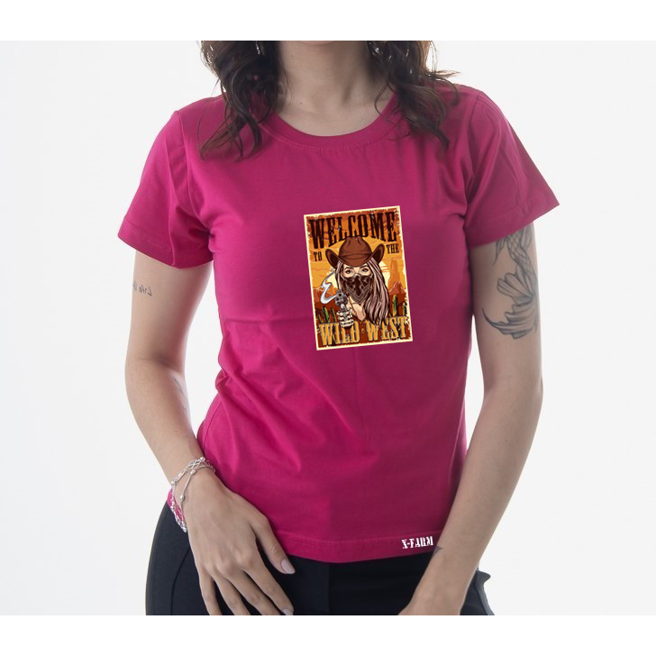 Camiseta T Shirt Feminina 100% Algodão Estampa Welcom To The Wild West Super Confortavél
