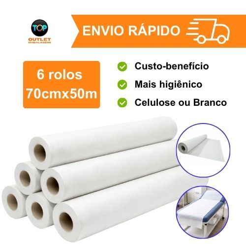 Kit Lençol Descartável Maca Hospitalar 70x50 Papel 6 rolos em Oferta na Shopee