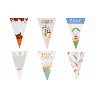 50 saquinhos Cone para festa 18x30Páscoa em Oferta na Shopee