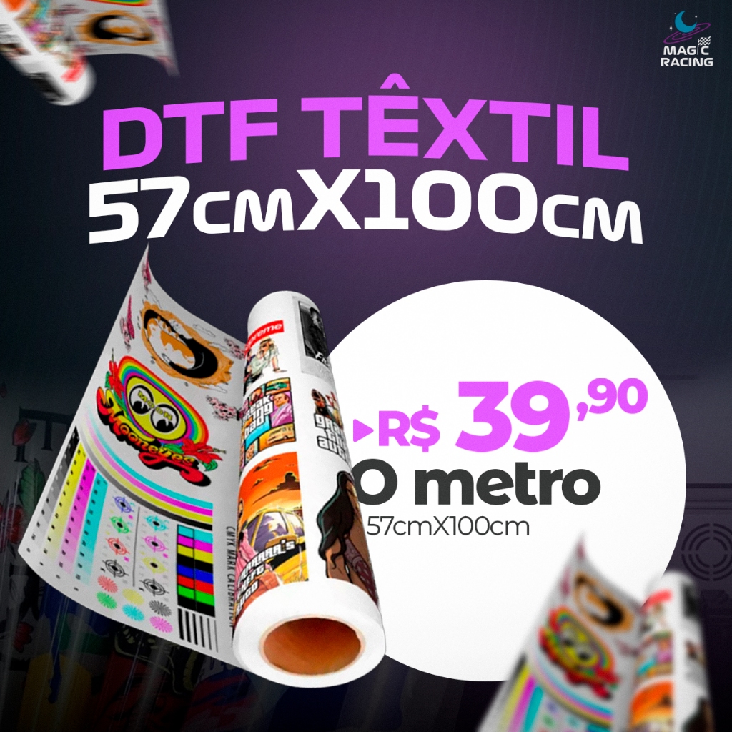 Impressão DTF Têxtil Direct to Film 57cmx100 o Metro Alta Qualidade suas Estampas - Bolsas, Camisetas, Bonés, Moletons em Oferta na Shopee