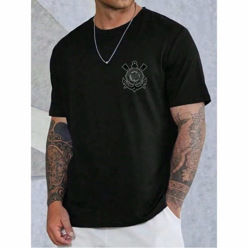 Camiseta Unissex Timão Manga Curta Moda Esportiva T-Shirt Corinthians Oferta