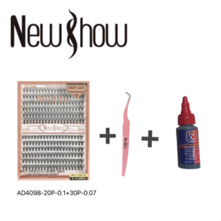 New Show 1 Cartela De AD4098-20P-0.1+30P-0.07 D 9-14MIX Cilios Tufos+1 Pinça+1 Super Cola 30ml Salon Pro em Oferta na Shopee