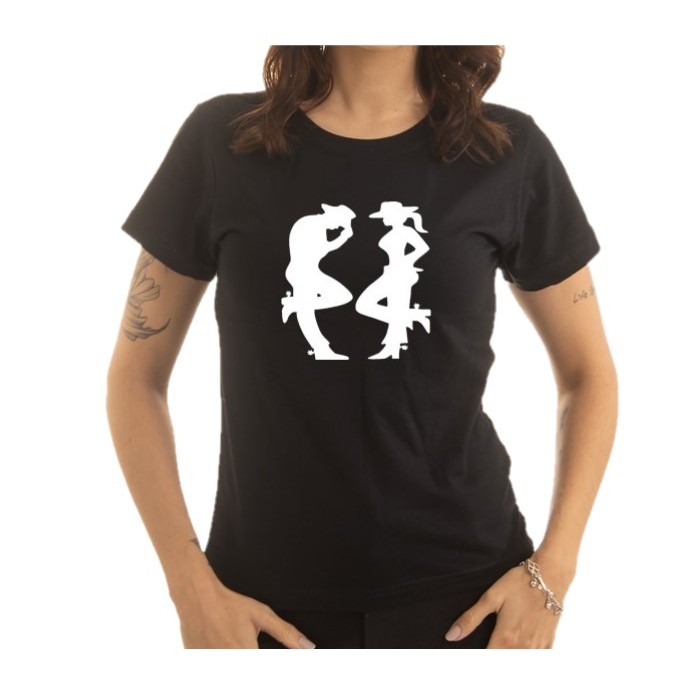 Camiseta T Shirt Feminina 100% Algodão Estampa Casal Country Super Confortavél